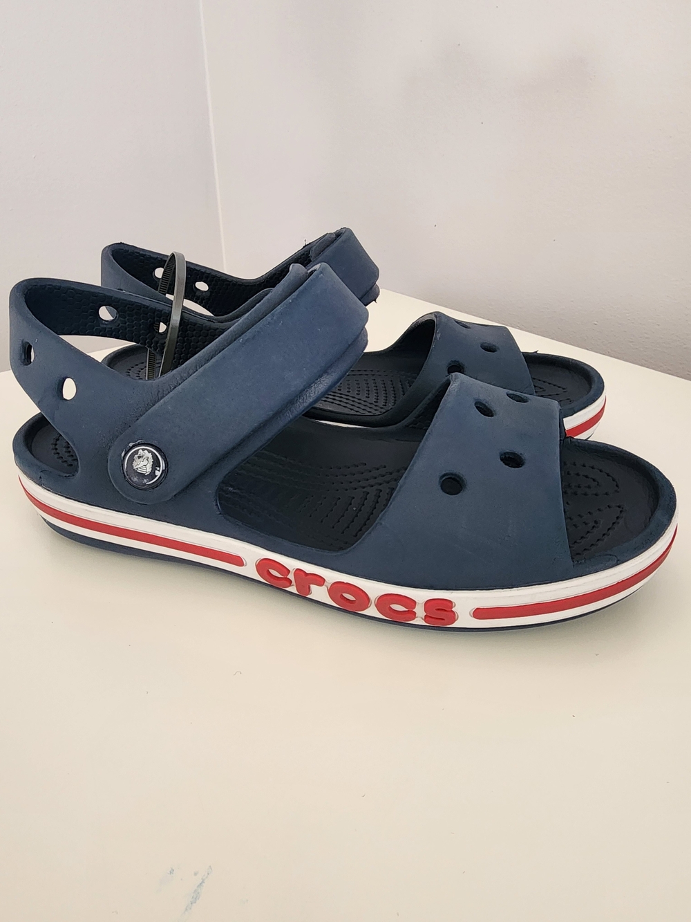Crocs Kids Crocband II Navy Blue Red White Sandals Size 1 J1